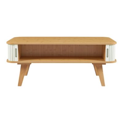 Table basse Tysvær bambou 100 x 50 x 40 cm naturel blanc crème en.casa