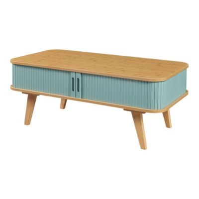 Table basse Tysvær bambou 100 x 50 x 40 cm naturel bleu en.casa