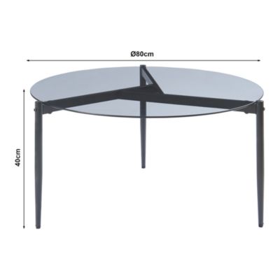 Table basse Ulökantaa acier verre fumé 80 x 40 cm gris en.casa