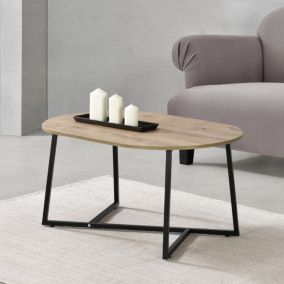 Table Basse Valdemarsvik Ovale 100 x 60 x 47 cm Noir Effet Chêne en.casa