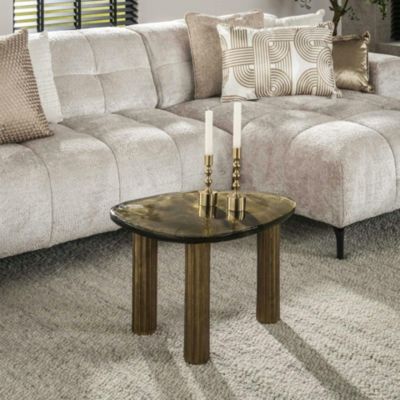Table basse verre finition antique dorée, 40 cm LAGUNA