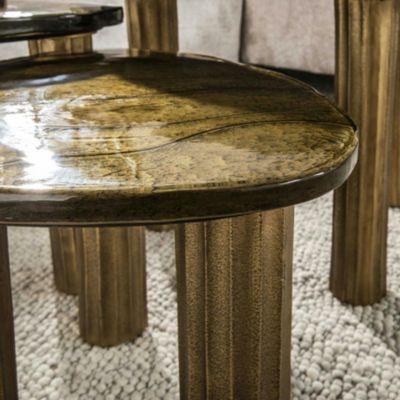 Table basse verre finition antique dorée, 40 cm LAGUNA