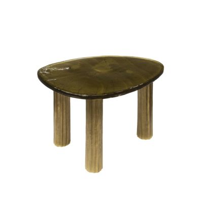Table basse verre finition antique dorée, 40 cm LAGUNA
