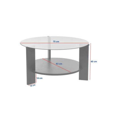 Table basse verre fumé double plateau effet chêne SALTA
