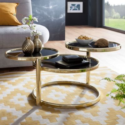 Table Basse Verre Métal 58cm Table d appoint Table de salon Rond FineBuy