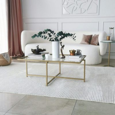 Table basse verre & métal doré design minimaliste TULUM