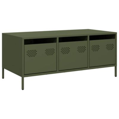 Table basse vert olive 101,5x50x43,5 cm acier laminé à froid vidaXL