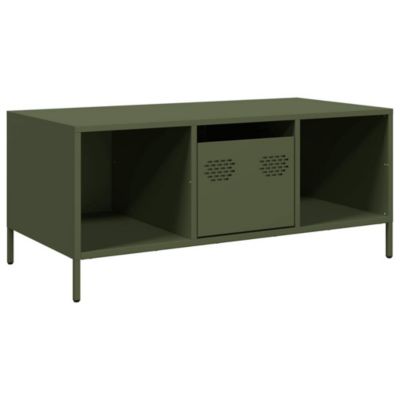 Table basse vert olive 101,5x50x43,5 cm acier laminé à froid vidaXL