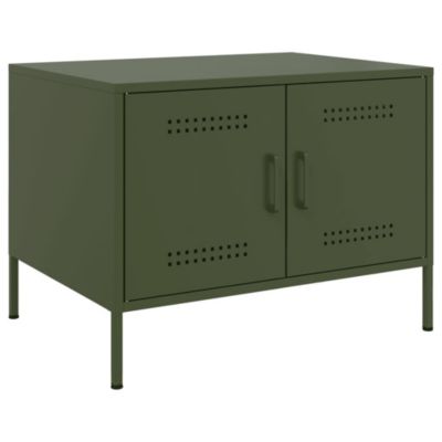 Table basse vert olive 68x50x50,5 cm acier vidaXL