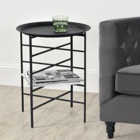 Table Basse Wiltz Plateau Amovible Métal 40 x 40 x 52 cm Noir en.casa