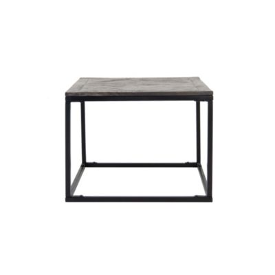 Table basse WOMO-DESIGN 60x60cm carré gris bois massif style parquet structure en métal industriel