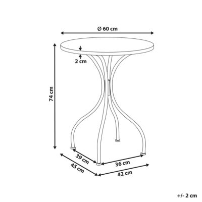 Table bistrot ANAPO 60 cm 60 cm Métal Noir