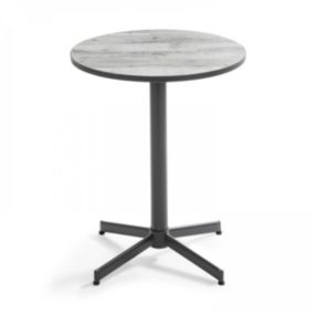 Table bistrot ronde en acier et céramique effet bois gris Tivoli  Oviala