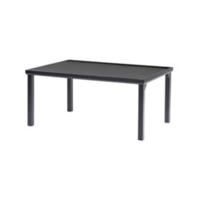 Table BlackEdition 6 places structure en aluminium noire et verre trempé opaque