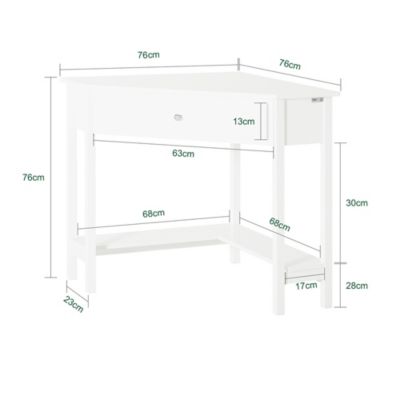 Table Bureau d'Angle Bureau informatique Secrétaire avec Tiroir, FWT31-W, SoBuy