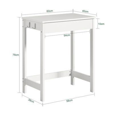 Table Bureau informatique Secrétaire avec 1 tiroir et 2 crochets, FWT43-W, SoBuy