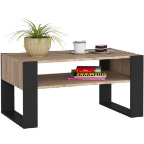 Table à café AKORD table basse DOMI Chêne Sonoma 92 cm couleur Noir 92x53x45 cm