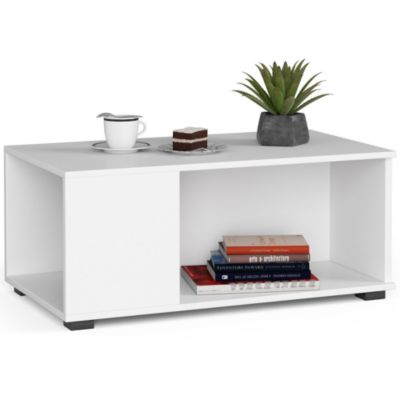 Table à café AKORD table basse JULIET Blanche 90 cm couleur Blanc 90x51x38 cm