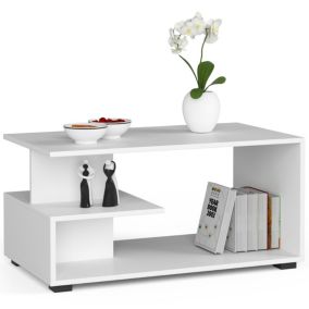 Table à café AKORD table basse PIN Blanche 90 cm couleur Blanc 90x51x45 cm