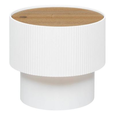 Table à café "Enola" en placage frêne D38,5cm blanc - Atmosphera