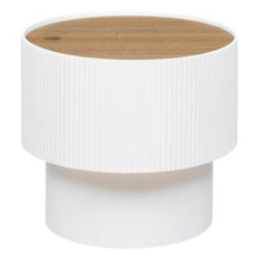Table à café "Enola" en placage frêne D38,5cm blanc - Atmosphera