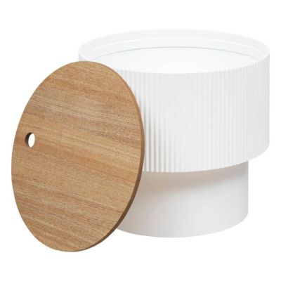 Table à café "Enola" en placage frêne D38,5cm blanc - Atmosphera
