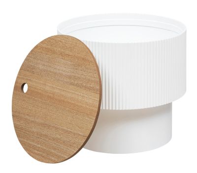 Table à café "Enola" en placage frêne D38,5cm blanc - Atmosphera