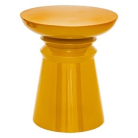 Table à café Table d'appoint Totem en métal Jaune moutarde D 38 cm