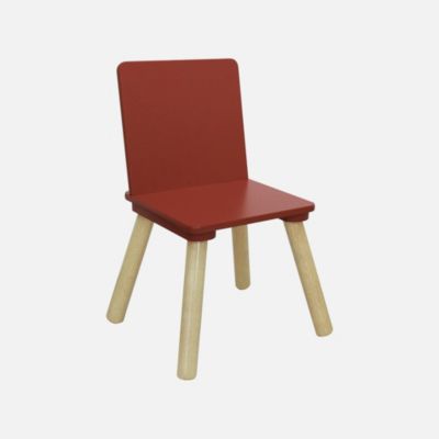 Table carrée enfant bois de pin 2 assises terracotta - Judith