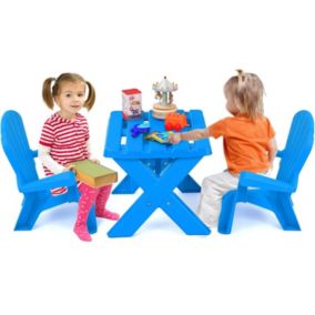 Table Chaise Enfant Table Extérieur Enfants avec Dossier Ergonomique Accoudoirs Table Activités Charge 30KG Bleu