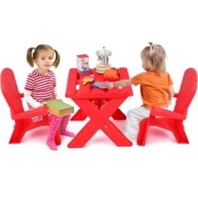 Table Chaise Enfant Table Extérieur Enfants avec Dossier Ergonomique et Accoudoirs Table Activités Charge 30KG Rouge