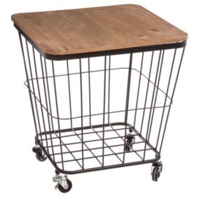 Table coffre industriel Jordi - 39 x H. 43 cm - Marron