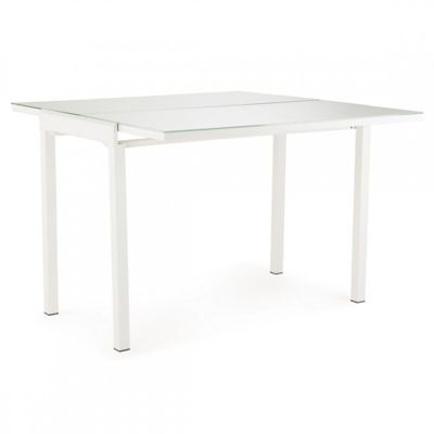 Table compacte extensible 55 à 110 plateau verre blanc - AGATE