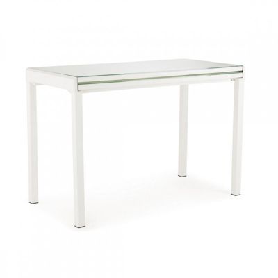 Table compacte extensible 55 à 110 plateau verre blanc - AGATE