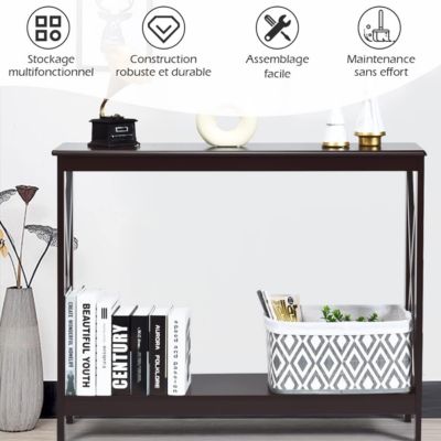 Table Console a 2 Niveaux Meuble Entree Etagere de Rangement a 2 Niveaux Meuble de Rangement Table de Rangement