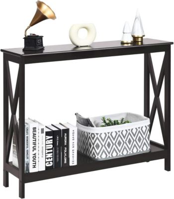Table Console a 2 Niveaux Meuble Entree Etagere de Rangement a 2 Niveaux Meuble de Rangement Table de Rangement