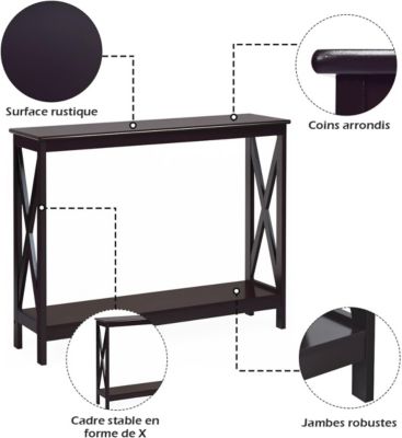 Table Console a 2 Niveaux Meuble Entree Etagere de Rangement a 2 Niveaux Meuble de Rangement Table de Rangement