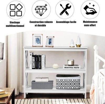 Table Console a 3 Niveaux Meuble Entree Etagere de Rangement a 2 Niveaux Meuble de Rangement
