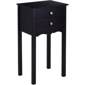 Table Console avec 2 Tiroirs, Table de nuit en bois, Table de Chevet pour Chambre & Salon, 40 x 32,5 x 75 cm, Noir