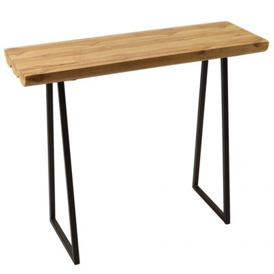 Table-Console avec plateau en bois de teck et piètement métal - THAÏS