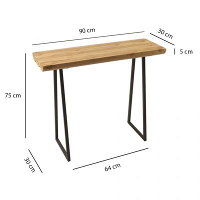 Table-Console avec plateau en bois de teck et piètement métal - THAÏS