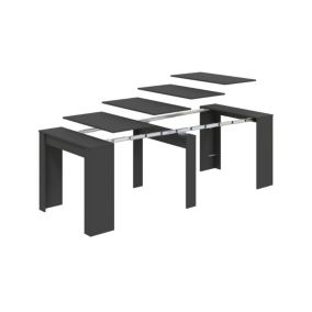 Table console Compton, Table à manger extensible, Table avec rallonges extensibles jusqu'à 10 places, 51/237x90h78 cm, Anthracite