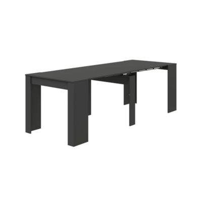 Table console Compton, Table à manger extensible, Table avec rallonges extensibles jusqu'à 10 places, 51/237x90h78 cm, Anthracite