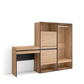 Table Console d'entrée 190x35x145cm meuble chaussure vestiaire chêne