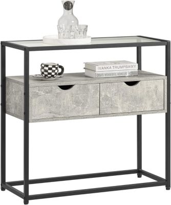 Table Console,d'entrée,Bout de Canapé,2 Tiroirs,Surface en Verre,Cadre ...