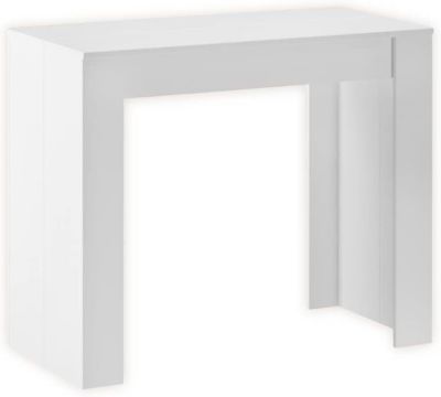 Table Console Extensible 140 pour 6 Personnes Style Moderne Blanc