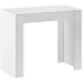 Table Console Extensible 140 pour 6 Personnes Style Moderne Blanc