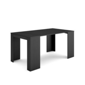 Table console extensible, 160, pour 8 personnes, 160x90x77cm, couleur Noir