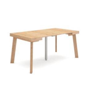 Table console extensible, 160, pour 8 personnes, 160x90x77cm, Pieds en bois, couleur Chêne