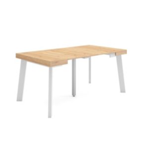 Table console extensible, 160, pour 8 personnes, 160x90x77cm, Pieds en bois, couleur Chêne